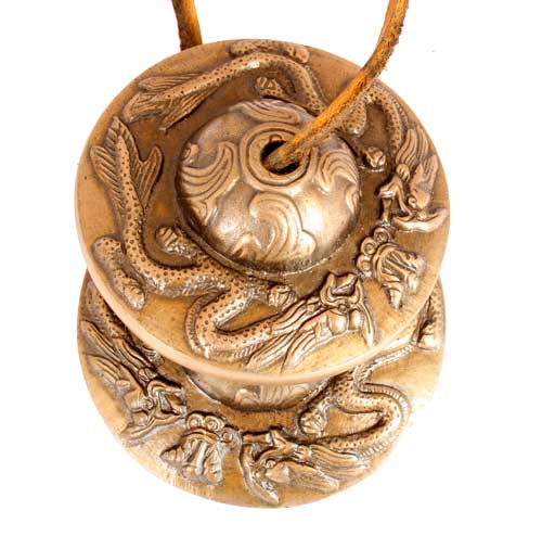 Klangwelten / Zimbeln / Zimbel, mit Gravur (Drachen), gross, ø = 7,5 cm